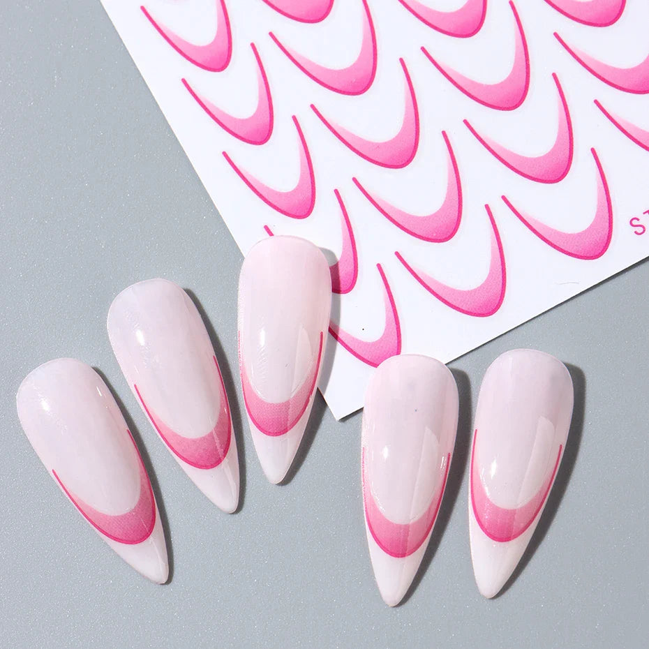 6pcs French Manicure Sticker Gradient Stripe Lines Sliders For Nails