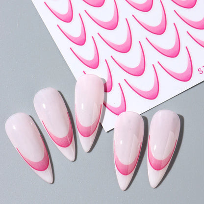 6pcs French Manicure Sticker Gradient Stripe Lines Sliders For Nails