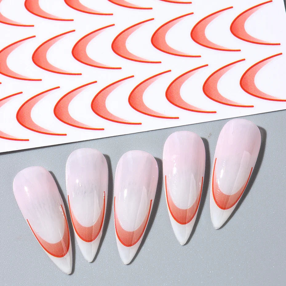 6pcs French Manicure Sticker Gradient Stripe Lines Sliders For Nails