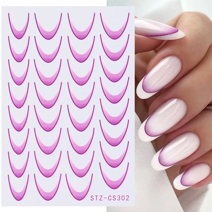 6pcs French Manicure Sticker Gradient Stripe Lines Sliders For Nails