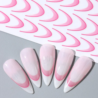 6pcs French Manicure Sticker Gradient Stripe Lines Sliders For Nails